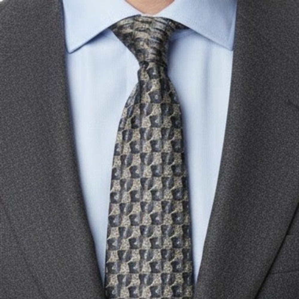 Baracuta Silk Tie Mens Patterned Dark All Silk Egyptian Motif‎ Vintage Preppy